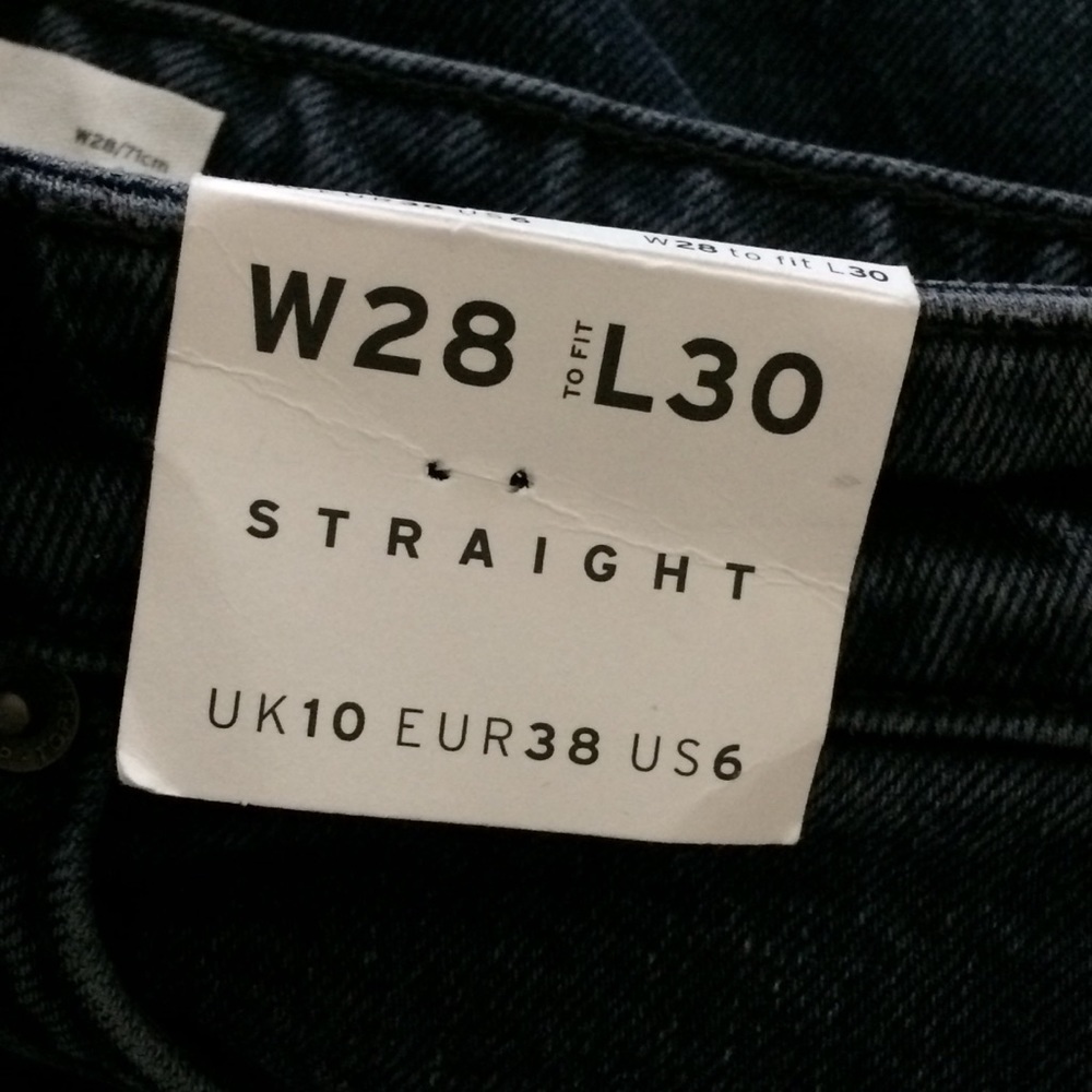 Topshop Raw Hem Crop Straight Leg Jeans In Blue Black - Picture 3 of 10